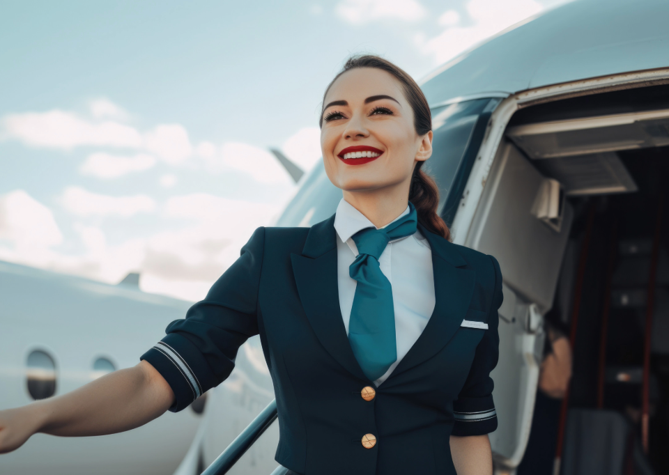Auxiliares de vuelo en el aeropuerto